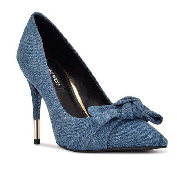 NINE WEST Bowy Dress Pump in Medium Blue Denim, Size 9.5 BNIB 🔥 - Picture 2 of 8
